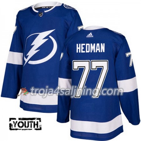 Tampa Bay Lightning tröja Victor Hedman 77 Adidas 2017-2018 Blå Authentic - NHL Tröjor Barn